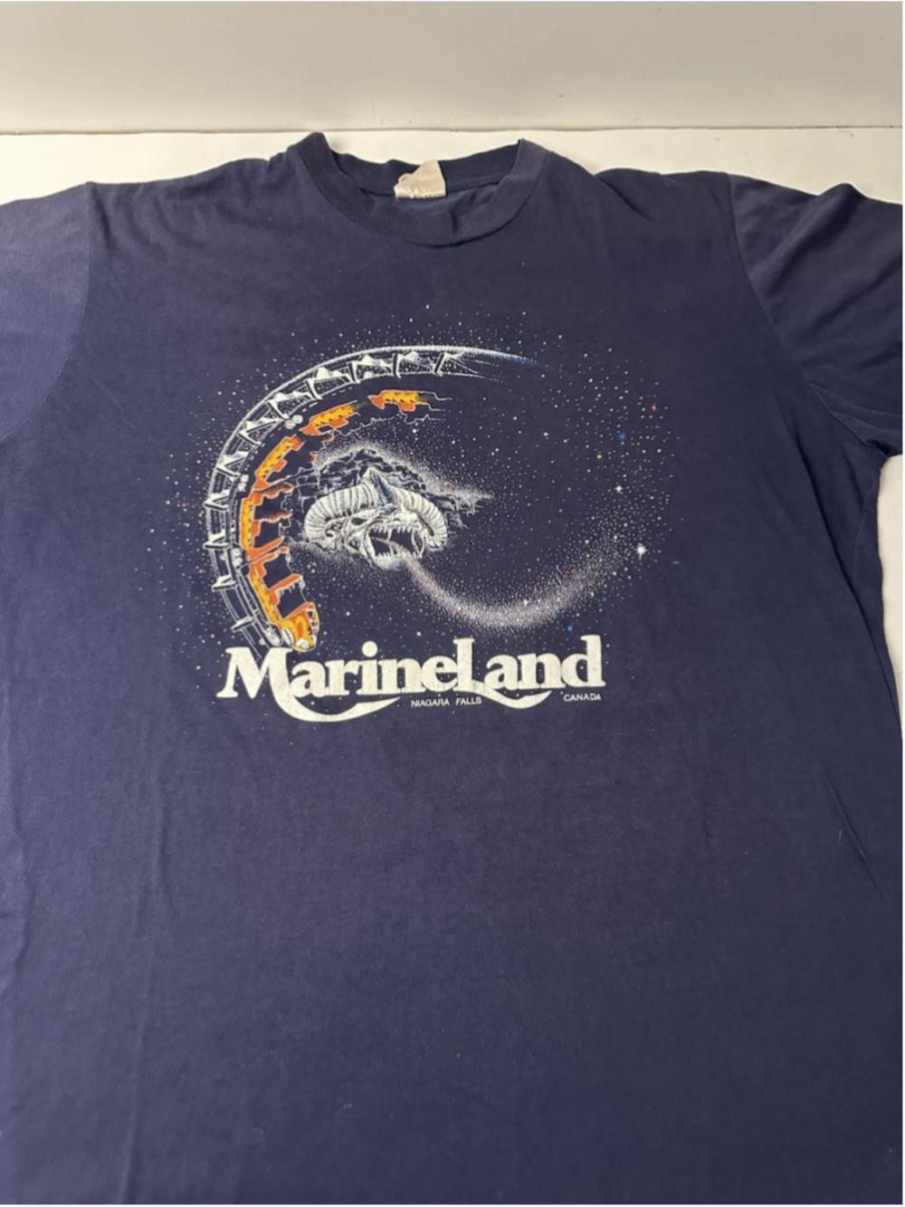 Vintage Marineland Dragon Mountain Rollercoaster T Shirt Large Niagara Falls 80s